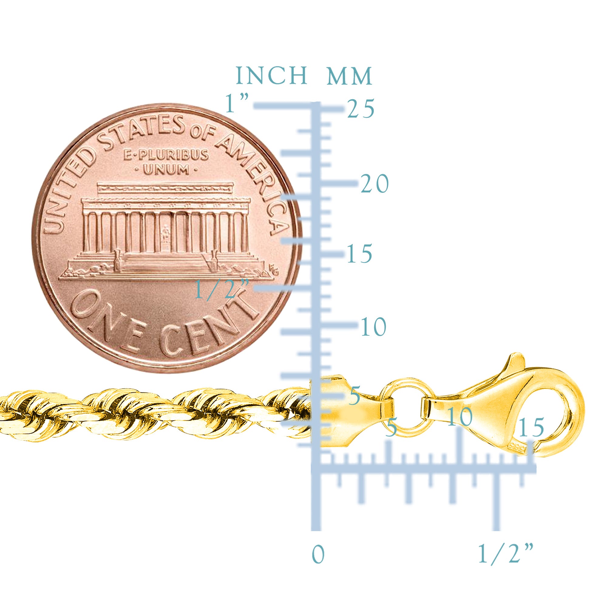 14K Yellow Gold Filled Solid Rope Chain Necklace, 4.5mm Wide fine designer jewelry for men and women