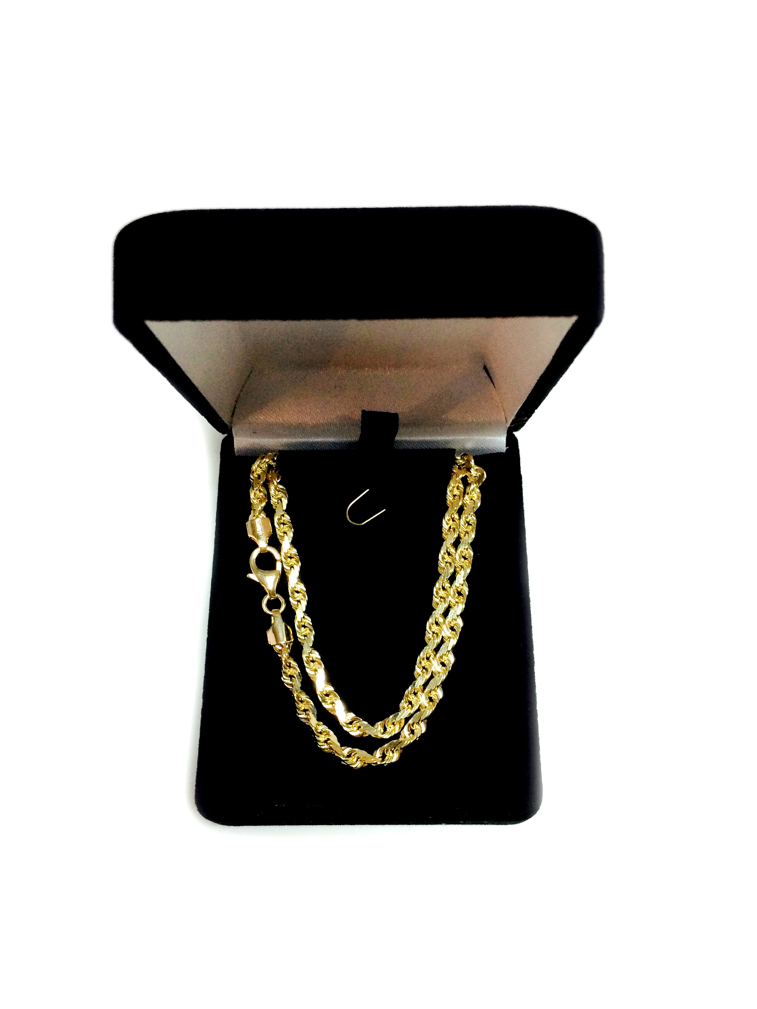 14 k gul solid guld diamantskåret rebkæde halskæde, 4,0 mm fine designersmykker til mænd og kvinder