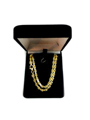 Collana a catena in corda con taglio a diamante in oro giallo massiccio 10k, gioielleria raffinata da 4,0 mm per uomo e donna