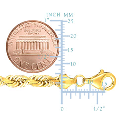 Collar de cadena de cuerda sólida con relleno de oro amarillo de 14 quilates, joyería fina de diseño de 6,0 mm de ancho para hombres y mujeres