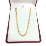 14k Yellow Solid Gold Diamond Cut Rope Chain Necklace, 5.0mm