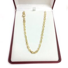 14k Yellow Solid Gold Diamond Cut Rope Chain Necklace, 5.0mm fine designer jewelry for men and women