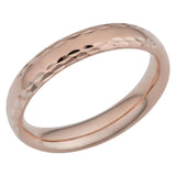 14k Rose Gold Diamond Cut 4mm Wide Hollow Wedding Band Ring