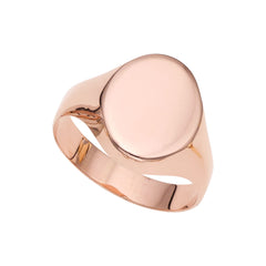 14k Rose Gold Oval Disc Signet Womens Ring, 7 fine designersmykker for menn og kvinner