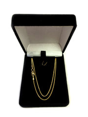 Collana a catena di grano rotonda in oro giallo 14k, gioielli di design pregiati da 1,15 mm per uomini e donne