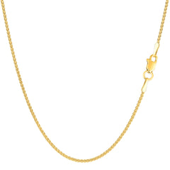 14k Yellow Gold Round Wheat Chain Necklace, 1.2mm