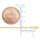 14k Yellow Gold Round Wheat Chain Necklace, 1.2mm