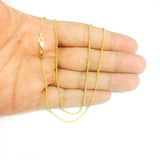 14k Yellow Gold Round Wheat Chain Necklace, 1.2mm
