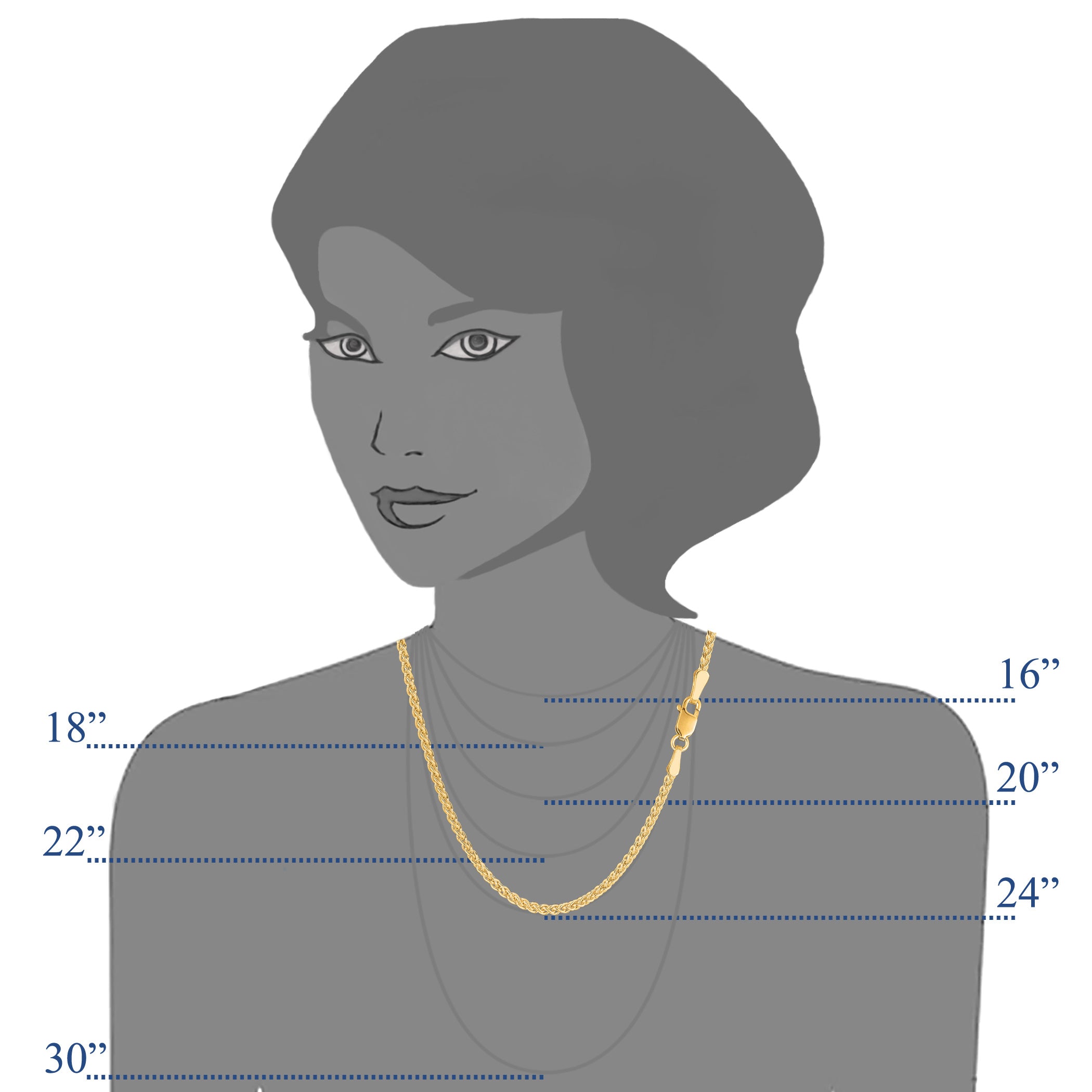 14k gul guld rund hvedekæde halskæde, 2,1 mm fine designersmykker til mænd og kvinder