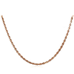 14 k rosé massivt guld diamantskuret repkedja halsband, 1,5 mm fina designersmycken för män och kvinnor