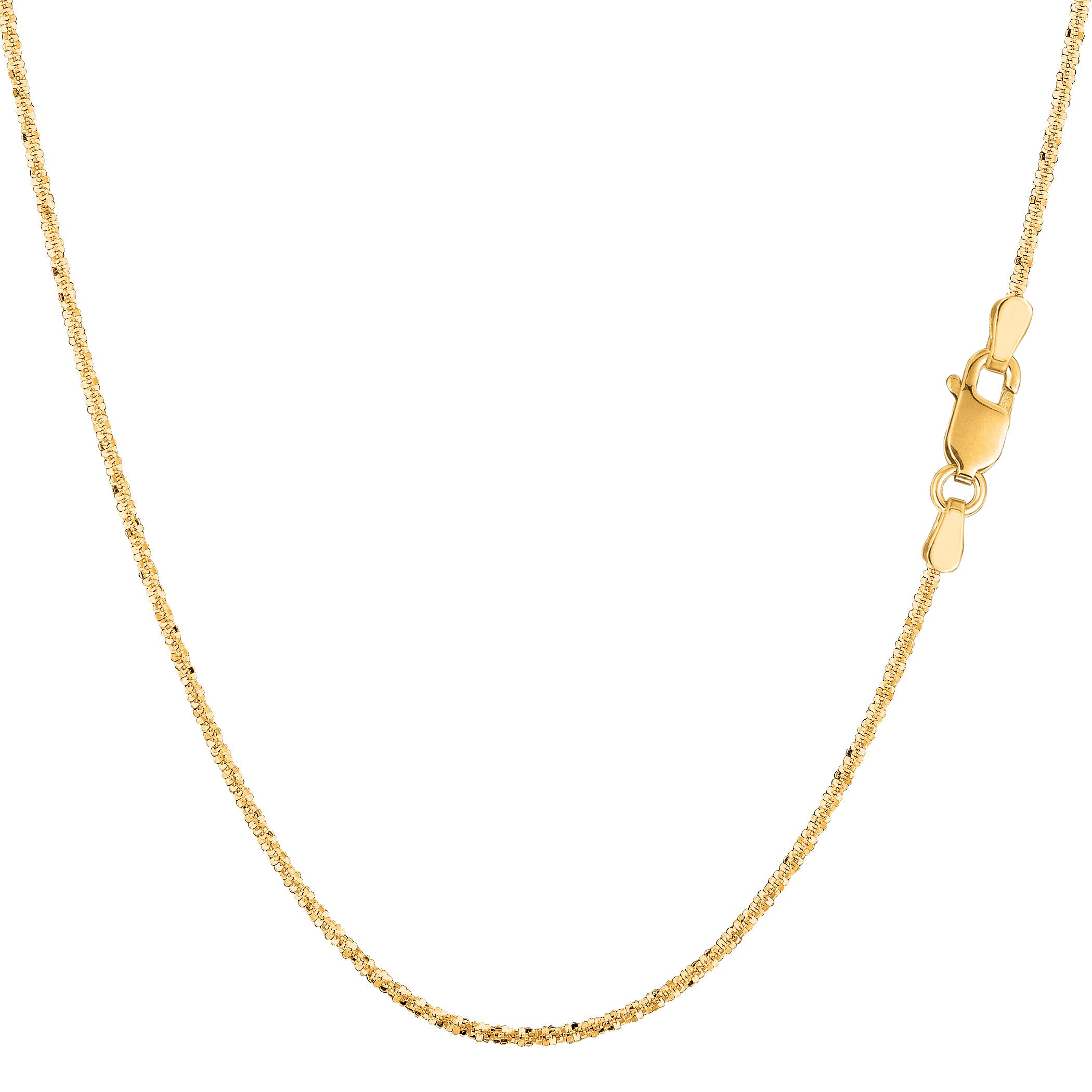 14k gult gull Sparkle Chain Halskjede, 0,9 mm fine designersmykker for menn og kvinner