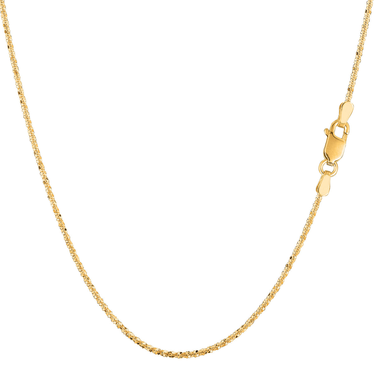 Collier chaîne scintillante en or jaune 14 carats, bijoux de créateurs fins de 0,9 mm pour hommes et femmes