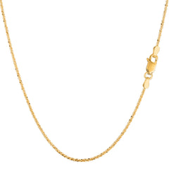 Collar de cadena brillante de oro amarillo de 14 k, joyería fina de diseño de 0,9 mm para hombres y mujeres