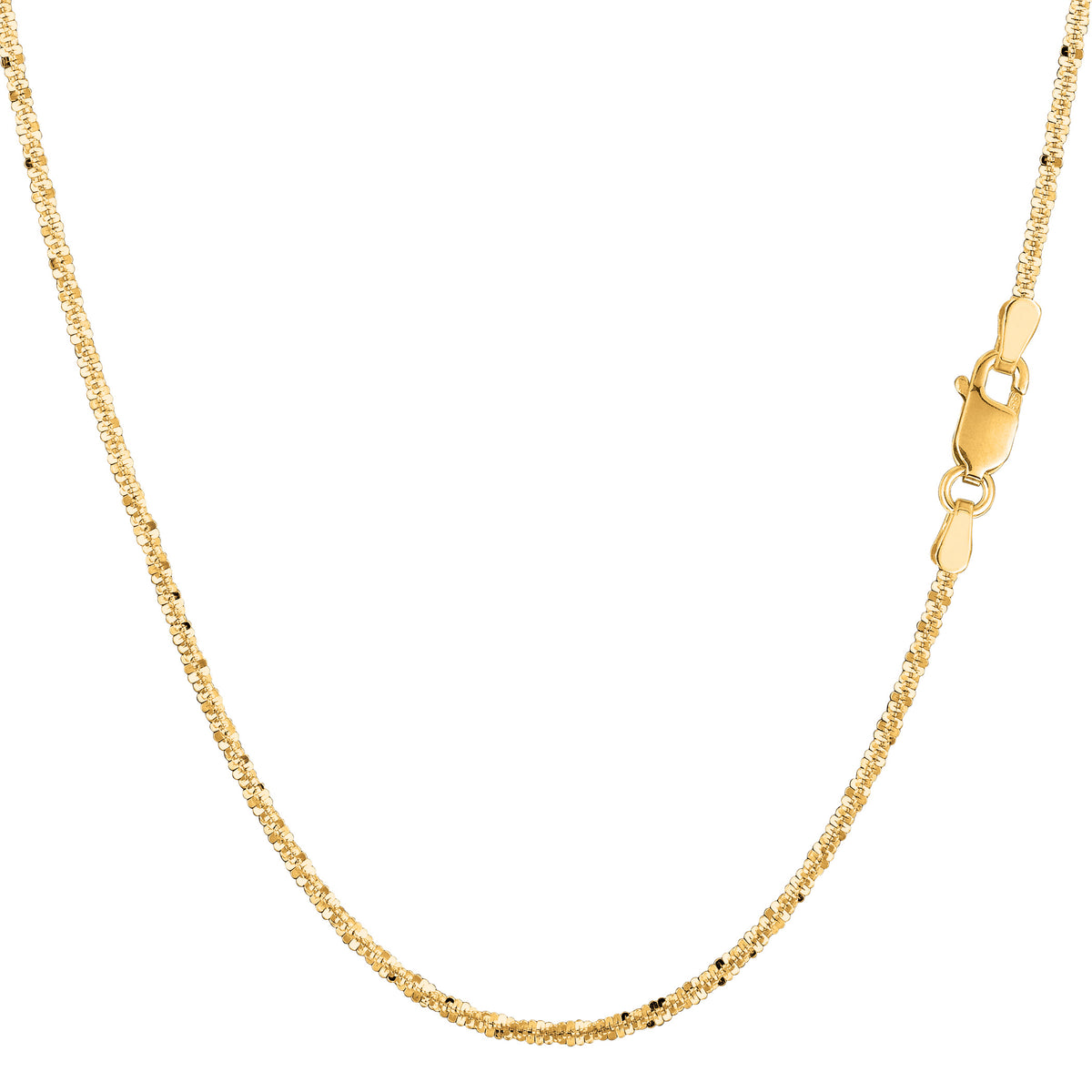 Collar de cadena brillante de oro amarillo de 10 quilates, joyería fina de diseño de 1,5 mm para hombres y mujeres