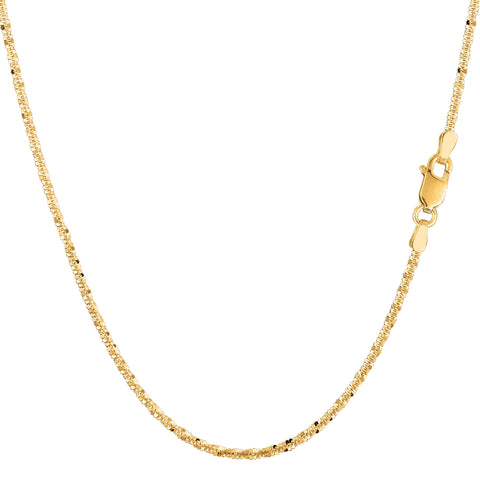 14k Yellow Gold Sparkle Chain Bracelet, 1.5mm, 10"