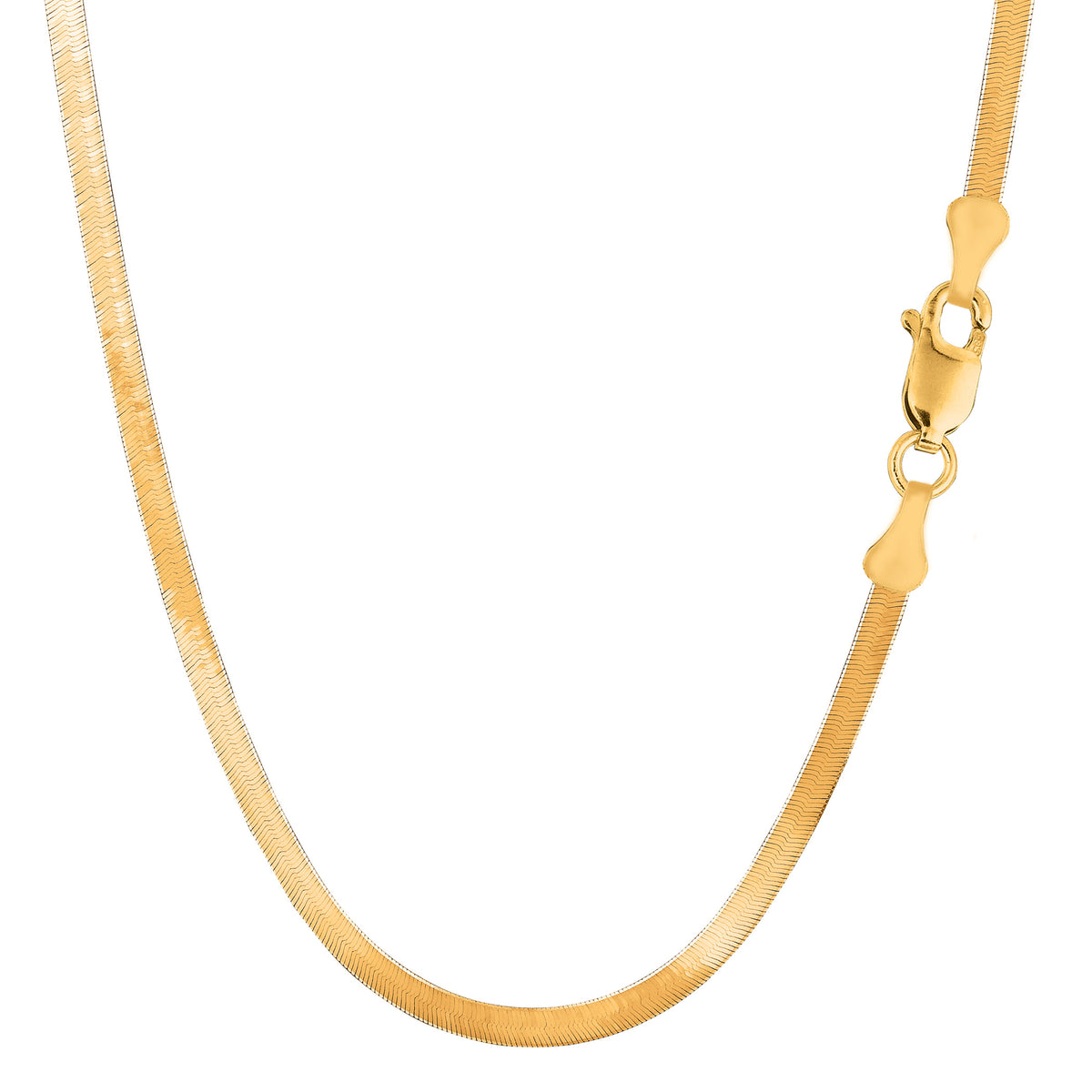 14k Yellow Solid Gold Imperial Herringbone Chain Necklace, 4.0mm