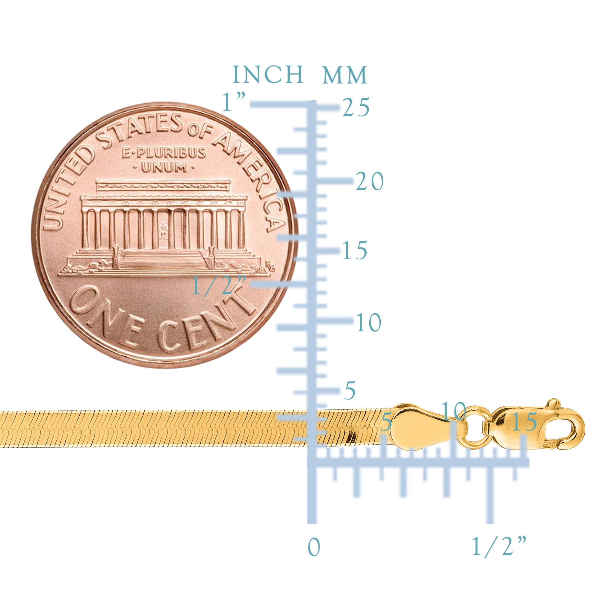 14 k gult solid gull Imperial Herringbone Chain Halskjede, 3,0 mm fine designersmykker for menn og kvinner