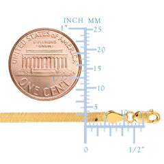 14k Yellow Solid Gold Imperial Herringbone Chain Bracelet, 3.0mm, 7"