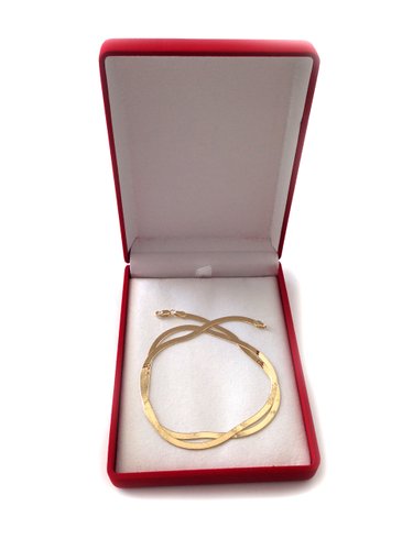 14 k gult massivt guld Imperial Herringbone Chain Halsband, 3,0 mm fina designersmycken för män och kvinnor