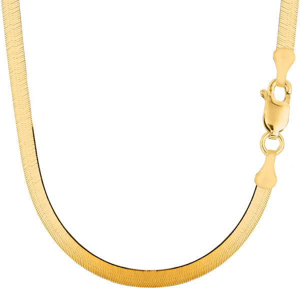 14k Yellow Solid Gold Imperial Herringbone Chain Bracelet, 5.0mm