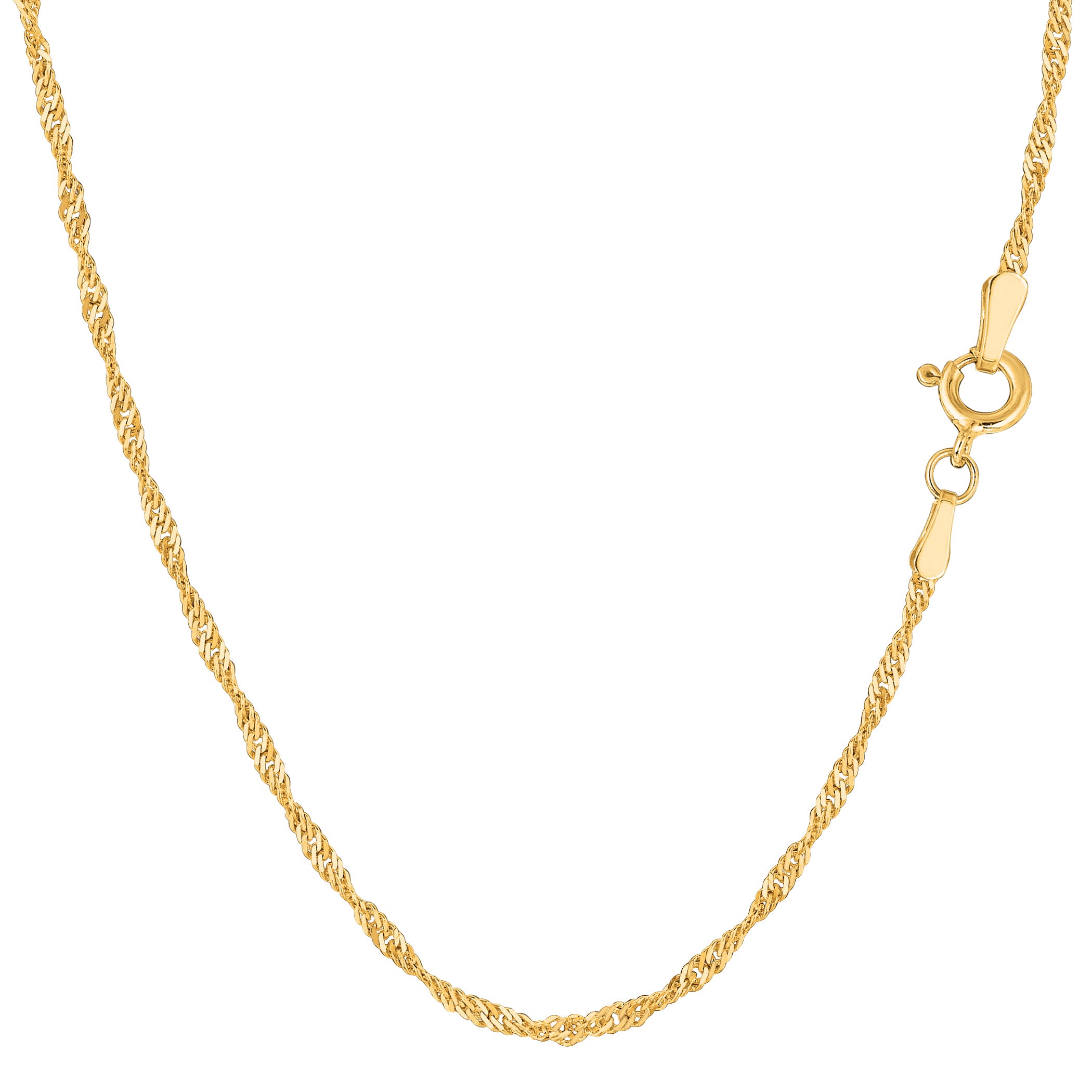 14k gult guld Singapore Chain Halsband, 1,7 mm fina designersmycken för män och kvinnor