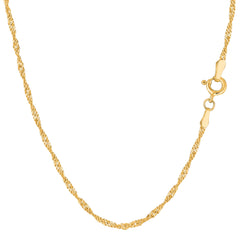14k Yellow Gold Singapore Chain Necklace, 1.7mm fine designer jewelry for men and women