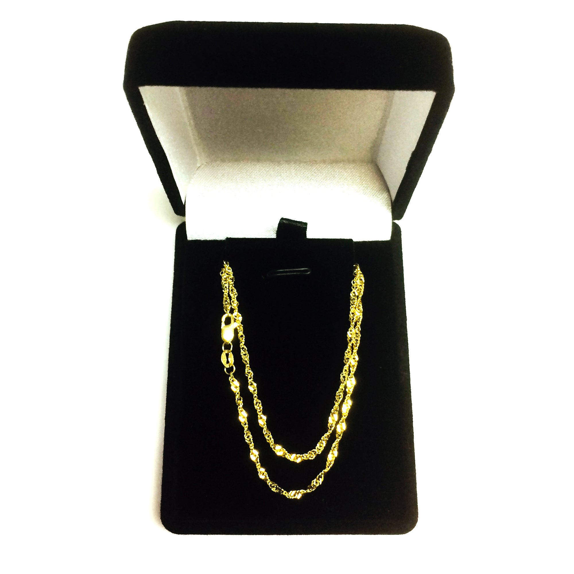 14k Yellow Gold Singapore Chain Necklace, 1.7mm fine designer jewelry for men and women