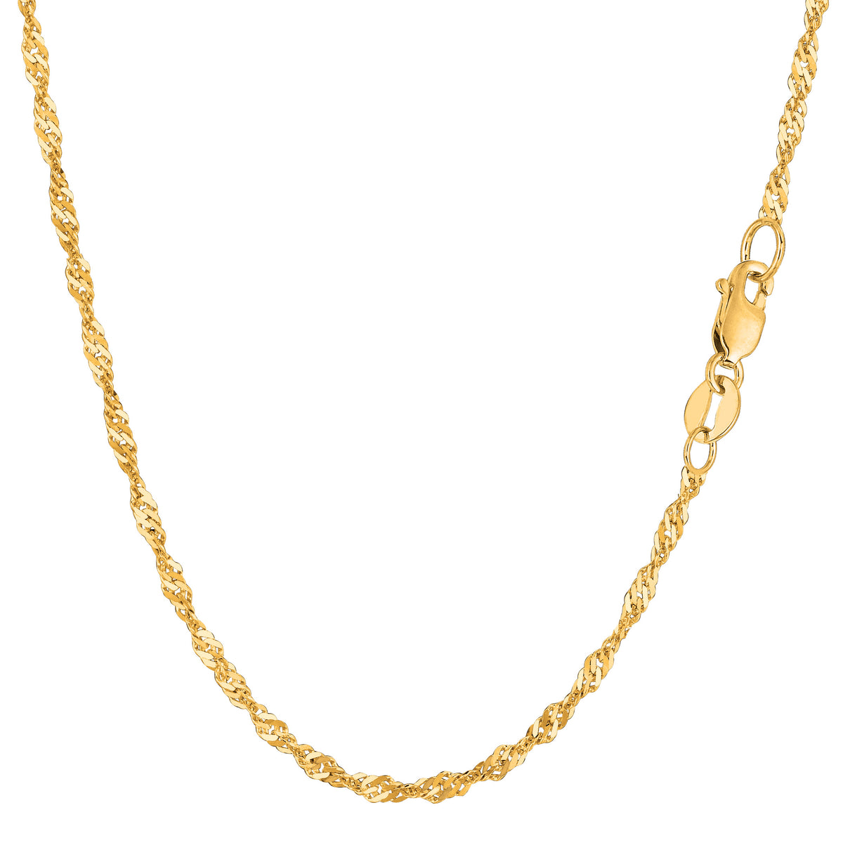 14k gult guld Singapore Chain Armband, 2,1 mm, 7" fina designersmycken för män och kvinnor