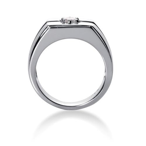 Round Brilliant Diamond Mens Ring in 14k white gold (0.25cttw, F-G Color, SI2 Clarity)