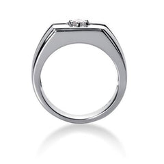 Round Brilliant Diamond Mens Ring in 14k white gold (0.25cttw, F-G Color, SI2 Clarity)