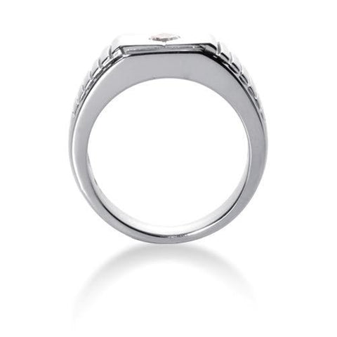Round Brilliant Diamond Mens Ring in 14k white gold (0.25cttw, F-G Color, SI2 Clarity)