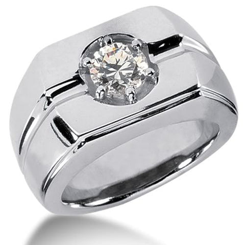 Round Brilliant Diamond Mens Ring in 14k white gold (0.25cttw, F-G Color, SI2 Clarity)
