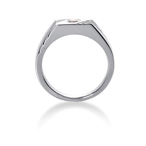 Round Brilliant Diamond Mens Ring in 14k white gold (0.25cttw, F-G Color, SI2 Clarity)