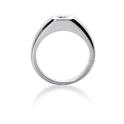 Round Brilliant Diamond Mens Ring in 14k white gold (0.25cttw, F-G Color, SI2 Clarity)