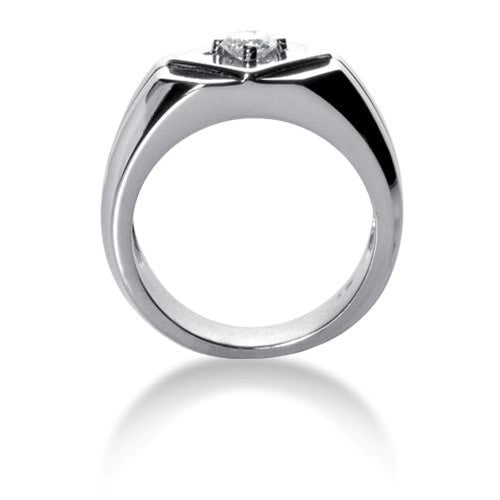 Round Brilliant Diamond Mens Ring in 14k white gold (0.25cttw, F-G Color, SI2 Clarity)