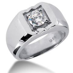 Round Brilliant Diamond Mens Ring in 14k white gold (0.25cttw, F-G Color, SI2 Clarity)