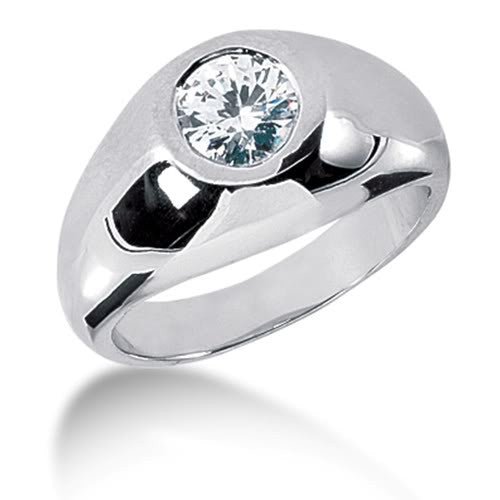 Round Brilliant Diamond Mens Ring in 14k white gold (0.25cttw, F-G Color, SI2 Clarity)