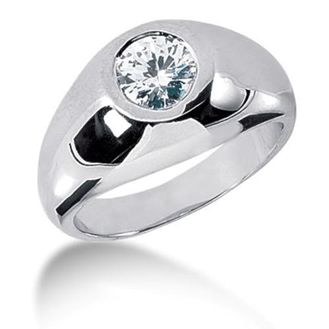 Round Brilliant Diamond Mens Ring in 14k white gold (0.25cttw, F-G Color, SI2 Clarity)