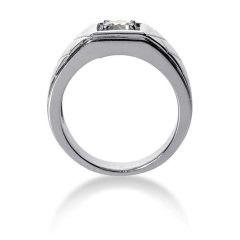 Round Brilliant Diamond Mens Ring in 14k white gold (0.25cttw, F-G Color, SI2 Clarity)