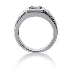Round Brilliant Diamond Mens Ring in 14k white gold (0.25cttw, F-G Color, SI2 Clarity)