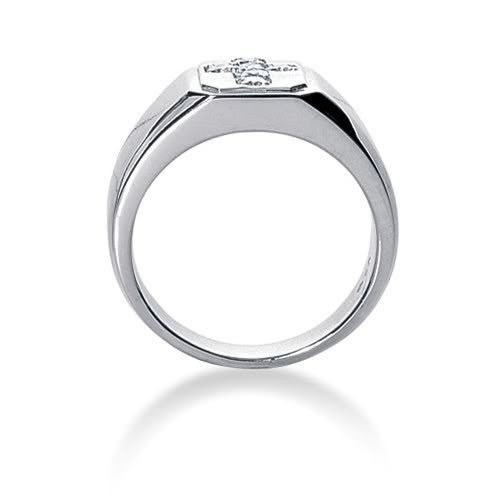 Round Brilliant Diamond Mens Ring in 14k white gold (0.3cttw, F-G Color, SI2 Clarity)