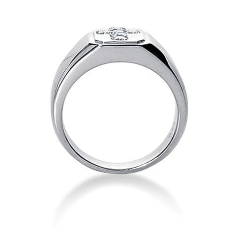 Round Brilliant Diamond Mens Ring in 14k white gold (0.3cttw, F-G Color, SI2 Clarity)