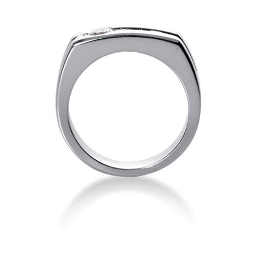 Round Brilliant Diamond Mens Ring in 14k white gold (0.45cttw, F-G Color, SI2 Clarity)