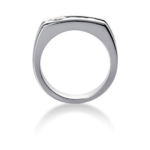 Round Brilliant Diamond Mens Ring in 14k white gold (0.45cttw, F-G Color, SI2 Clarity)