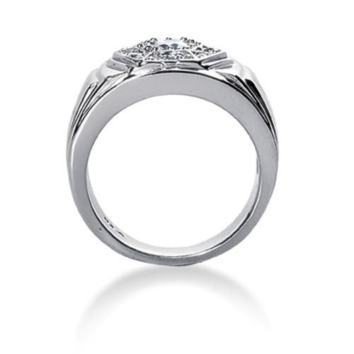 Round Brilliant Diamond Mens Ring in 14k white gold (0.48cttw, F-G Color, SI2 Clarity)