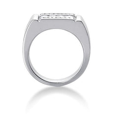 Round Brilliant Diamond Mens Ring in 14k white gold (0.56cttw, F-G Color, SI2 Clarity)