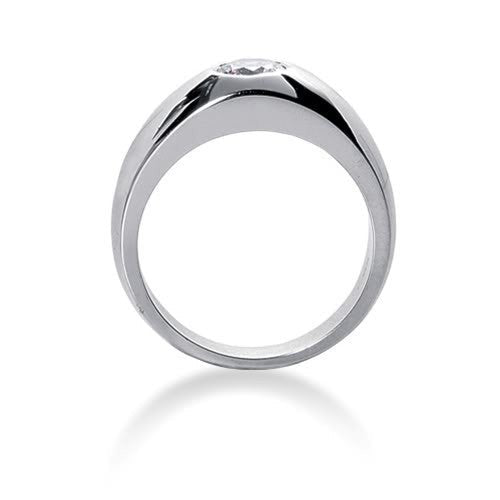 Round Brilliant Diamond Mens Ring in 14k white gold (0.5cttw, F-G Color, SI2 Clarity)