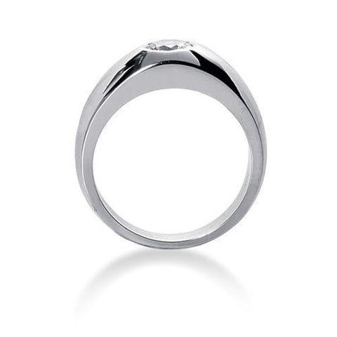 Round Brilliant Diamond Mens Ring in 14k white gold (0.5cttw, F-G Color, SI2 Clarity)