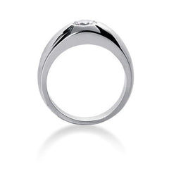 Round Brilliant Diamond Mens Ring in 14k white gold (0.5cttw, F-G Color, SI2 Clarity)