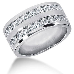 Round Brilliant Diamond Mens Ring in 14k white gold (0.96cttw, F-G Color, SI2 Clarity)